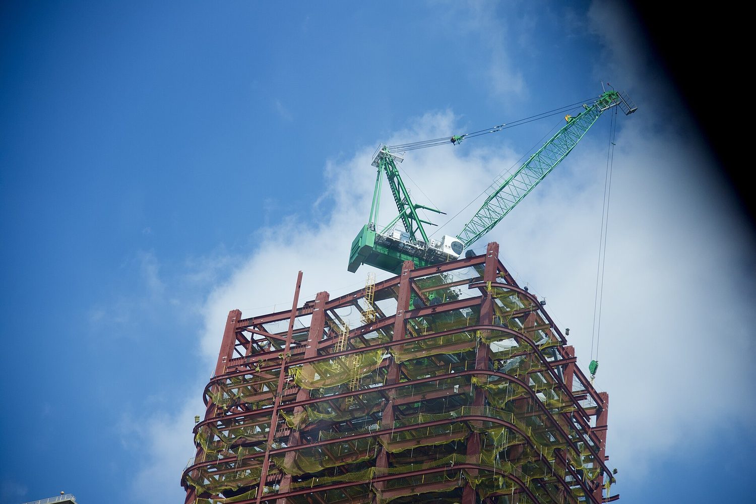 A steel-frame building under construction